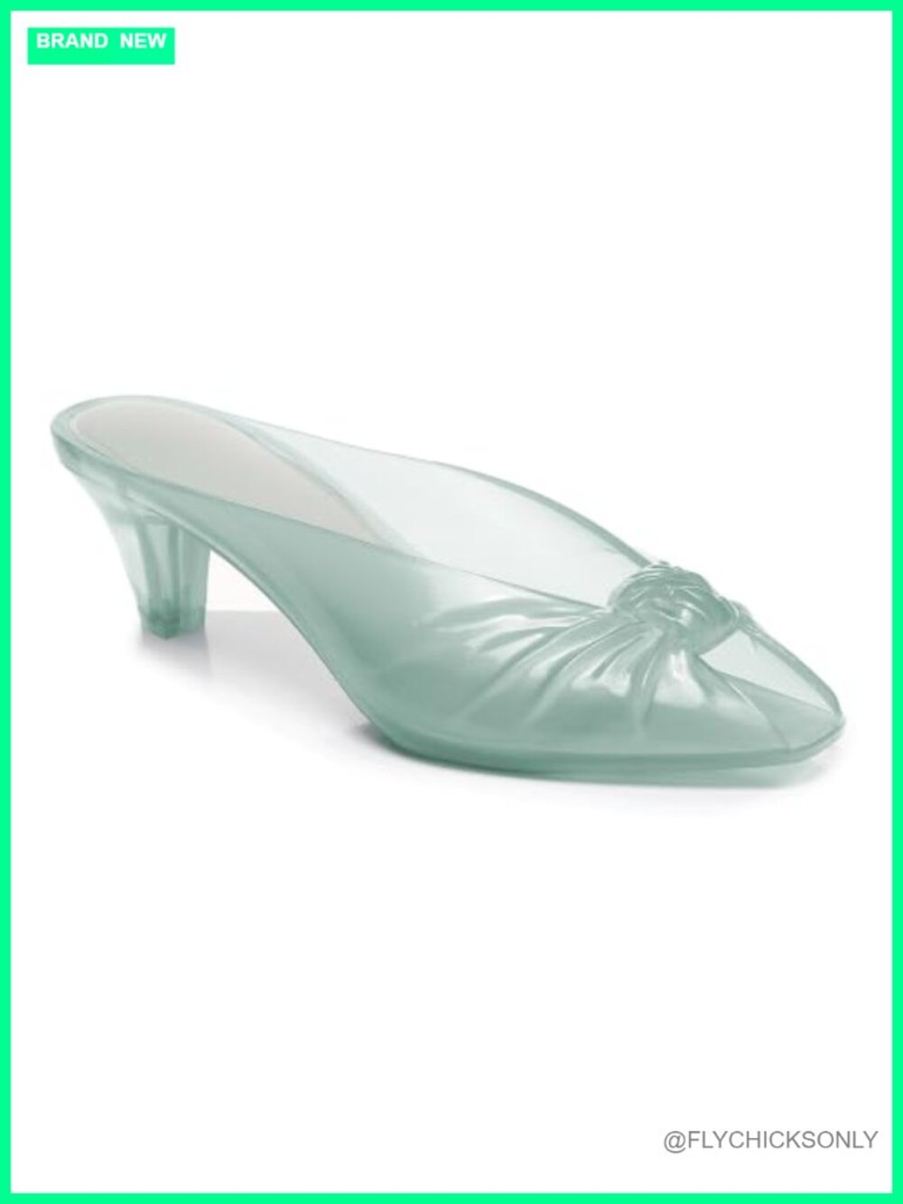 Clear PVC twist knot kitten heel mule slides